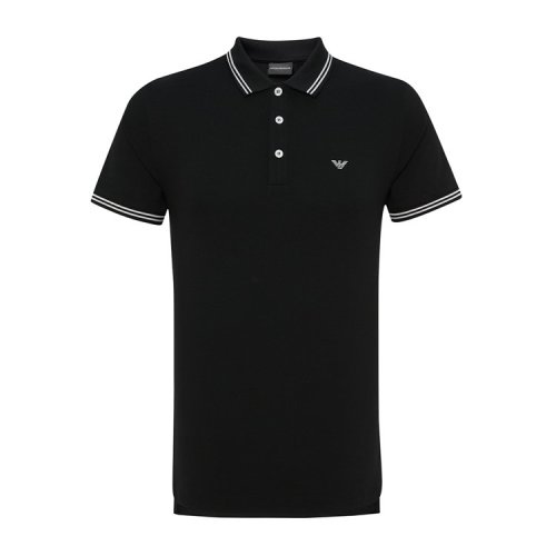 Emporio Armani/安普里奧阿瑪尼 時尚鷹標條紋拼接黑色男士短POLO 8N1F30_1JPTZ_0999