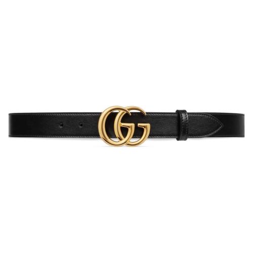  GUCCI古馳 22年秋冬 男士 閃亮雙G帶扣皮革腰帶 414516 0YA0G 1000