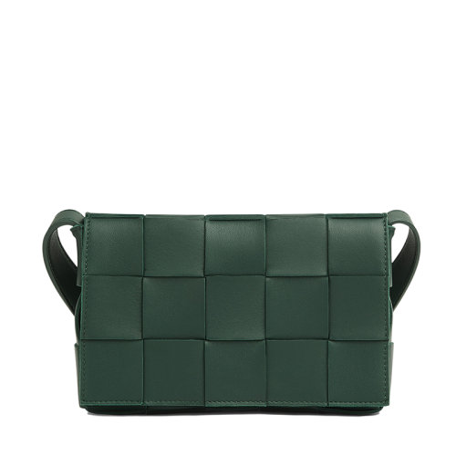 Bottega Veneta/葆蝶家 21新款CASSETTE系列 雨樹綠色小羊皮雙面正交編織單肩斜挎豆腐包578004VMAY13035