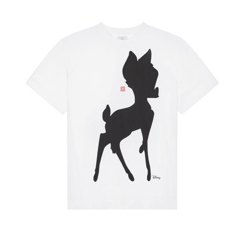 Givenchy/紀(jì)梵希 22年秋冬新款 迪士尼聯(lián)名系列 男女同款白色純棉小鹿斑比印花短袖T恤BW709Y3ZAT-100