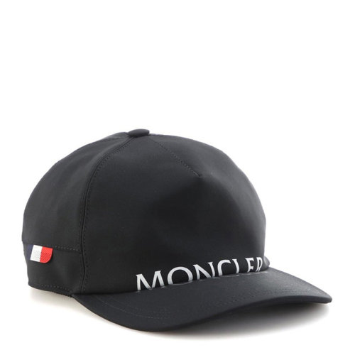 Moncler/蒙克萊 男士黑色聚酰胺混紡彈性纖維經典字母徽標印花裝飾鴨舌帽棒球帽遮陽帽男帽 3B72900-539AX-999