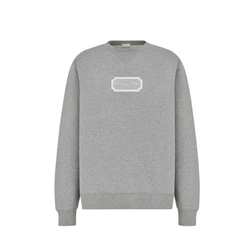 DIOR/迪奧 22年秋冬新款 男士灰色純棉飾有刺繡LOGO圖案圓領長袖無帽運動衫243J693A0531_C088