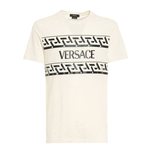 VERSACE/范思哲 男士純色棉質經典字母徽標希臘回紋印花裝飾圓領短袖上衣T恤 1002428-1A01780 多色可選