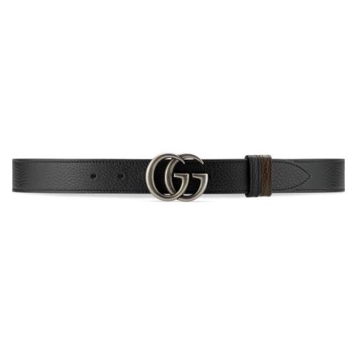  GUCCI古馳 22年秋冬 男士 雙G帶扣雙面窄版腰帶 643847 CAO2N 1062