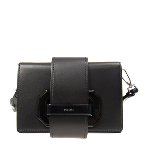 PRADA/普拉達(dá) 女士黑色牛皮 單肩包斜挎包女包1BD067-2AIXF-0002