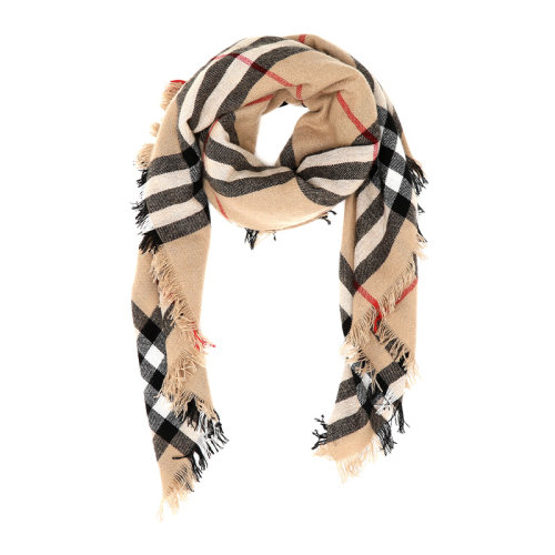 BURBERRY/博柏利徽標圖案格紋羊絨大號方巾圍巾8039430