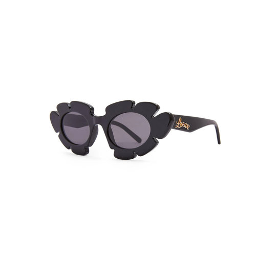 LOEWE/羅意威 22年春夏新款 女士煙熏色鏡片黑色醋酸纖維鏡框花卉太陽鏡墨鏡G000270X03-1100