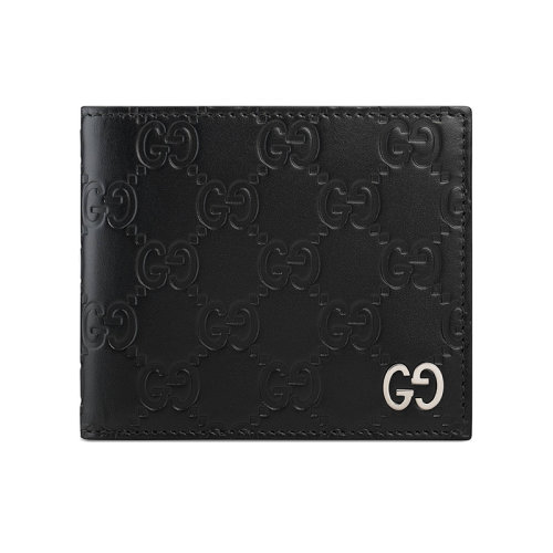GUCCI/古馳 新款男士雙G黑色Gucci簽名壓花皮革錢包 473916CWC1N1000