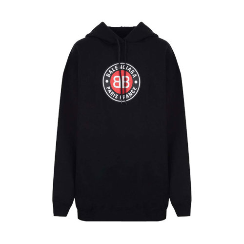 Balenciaga/巴黎世家  女裝 時(shí)尚百搭 BB徽標(biāo) 字母LOGO 連帽 女士黑色棉質(zhì)衛(wèi)衣 641529TJV771000  HKY0640