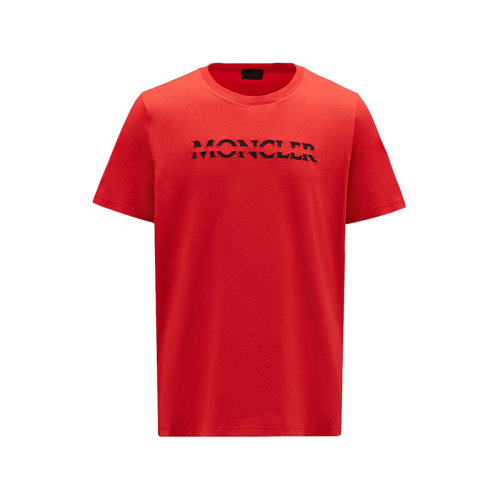 Moncler/蒙克萊 22年秋冬新款 男士猩紅色純棉刺繡標志短袖T恤H20918C00008829H8463
