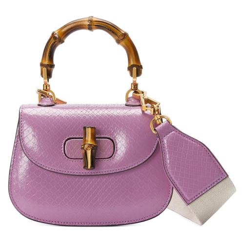  GUCCI古馳 22年秋冬 女士 Gucci Bamboo 1947系列竹節蟒蛇皮迷你手袋 686864 L2DRT 5270