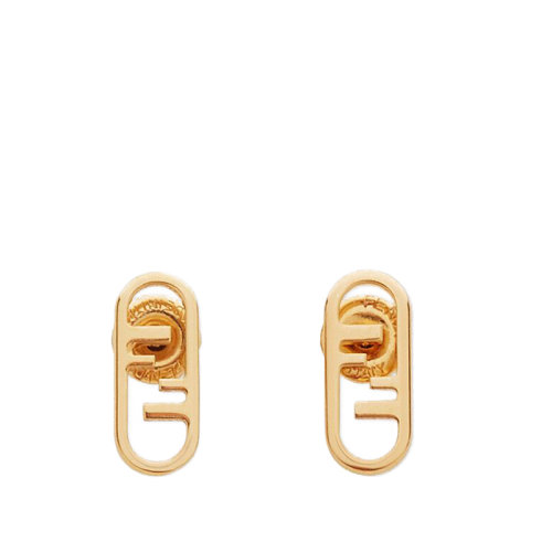FENDI/芬迪  O’LOCK系列 金色金屬Fendi O'Lock圖案耳環8AH320B08F0CFK