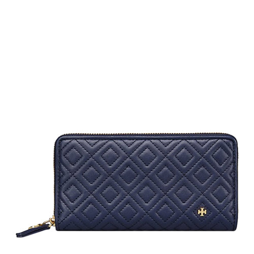 Tory Burch/湯麗柏琦Fleming系列  女士海軍藍(lán)色皮革長(zhǎng)款錢(qián)包手拿包女包 46542-403
