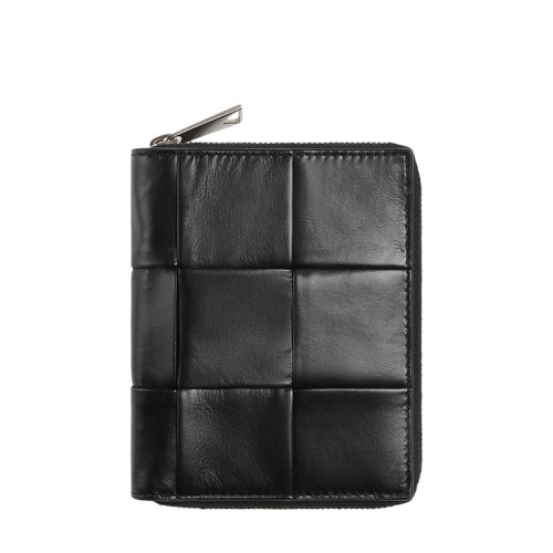 Bottega Veneta/葆蝶家 經典款 男士黑色Intreccio編織牛皮革拉鏈錢包690936VCQ728803