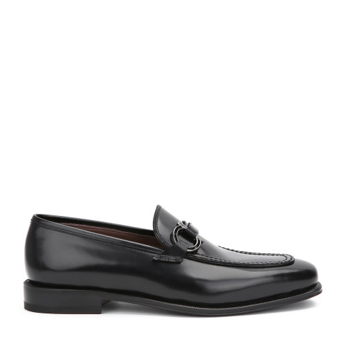 Salvatore Ferragamo/菲拉格慕 黑色 男士金屬GANCINI扣飾樂福鞋 732327-02C493