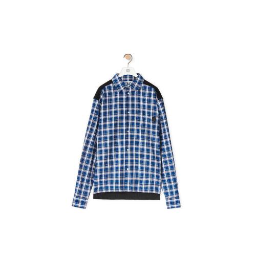  LOEWE羅意威 22年秋冬 男士 長袖襯衫 Fleece back check shirt in cotton H526Y05W94-1105
