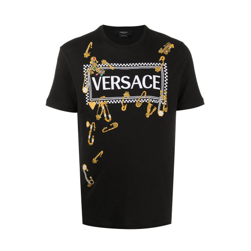 VERSACE/范思哲 男士黑色棉質(zhì)圓領(lǐng)短袖T恤 A87385-A228806-A1008