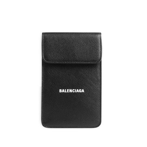 Balenciaga/巴黎世家 男士黑色粒面小牛皮磁性搭扣翻蓋錢包手機套6405361IZI31090