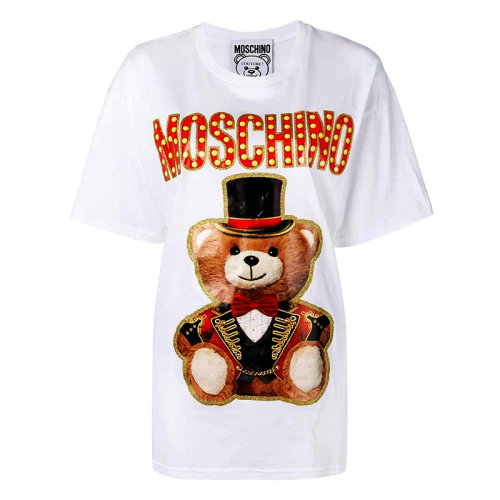 MOSCHINO/莫斯奇諾  女裝 時(shí)尚百搭 女士雜技團(tuán)泰迪熊棉質(zhì)短袖T恤 V07025403001 HKY012345C