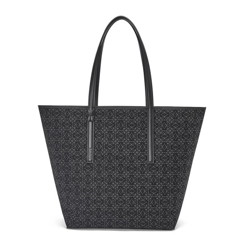 LOEWE/羅意威 22新款T Tote系列 男士無煙煤色/黑色老花提花織物配皮單肩手提托特包B657Z73X03-1268