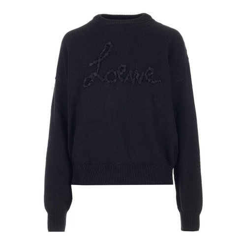 LOEWE/羅意威  女裝 品牌字母 時尚百搭黑色棉質圓領女士針織衫/毛衣 S3109920CO-1100