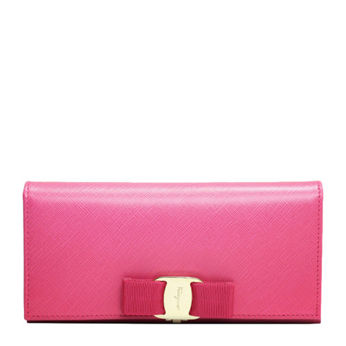 Salvatore Ferragamo/菲拉格慕 女士蝴蝶結十字紋牛皮長款錢包錢夾手拿包