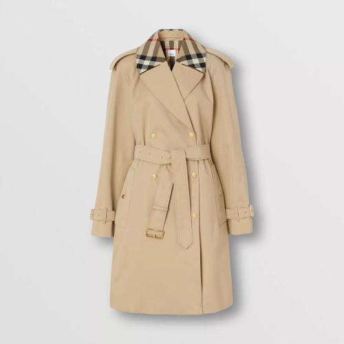 BURBERRY 22年秋冬 女士 滑鐵盧版型 - 格紋裝飾棉質嘎巴甸 Trench 風衣 80582311