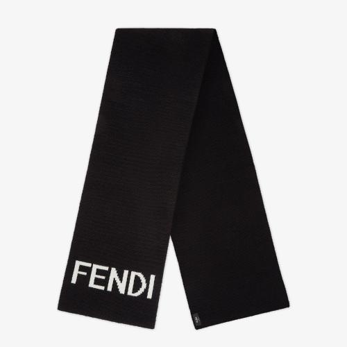  FENDI芬迪 22年秋冬 男士 圍巾 黑色羊毛圍巾 FXS124AI4FF0ZE7