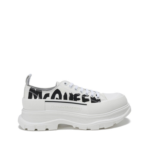 Alexander McQueen/亞歷山大麥昆【22春夏新款】男士織物系帶厚底休閑鞋涂鴉標志 682421 W4RQ2