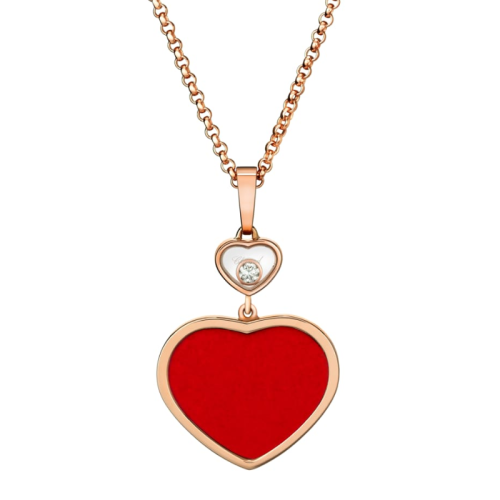 Chopard/蕭邦  女士經典款快樂鉆石系列18K金紅色愛心項鏈 797482-5801