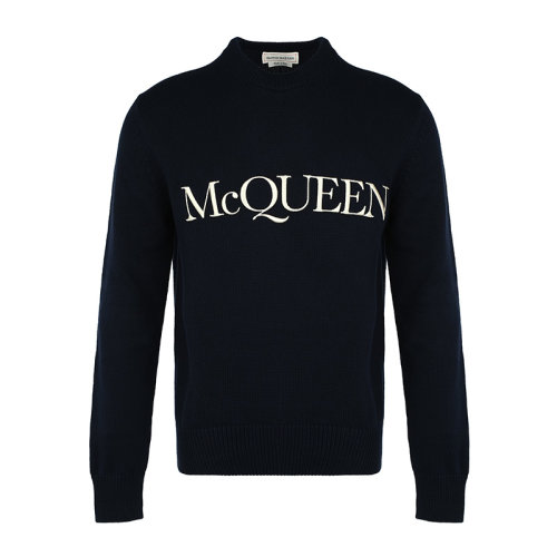 Alexander McQueen/亞歷山大麥昆21新品字母刺繡棉質寬松男士針織衫/毛衣651184Q1XAY4