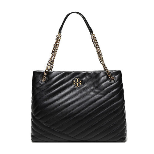 Tory Burch/湯麗柏琦 KIRA系列女士黑色羊皮雙T徽標時尚手提包單肩包TB女包 56757-001