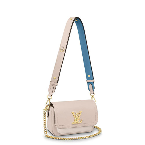 Louis Vuitton/路易威登 22春夏新款LOCKME TENDER系列 女士灰褐色牛皮革金扣金鏈翻蓋開合單肩斜跨手提鏈條包M58554