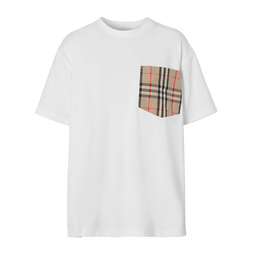 BURBERRY/博柏利 Vintage 格紋口袋棉質寬松T恤衫 女士短袖T恤 80433861