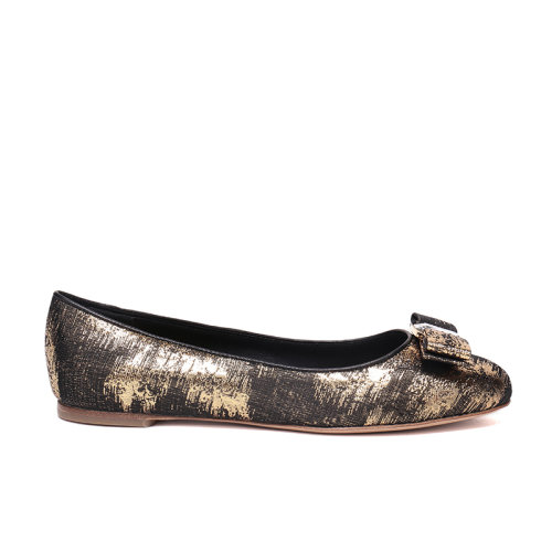 Salvatore Ferragamo/菲拉格慕 女士VARINA14系列織物蝴蝶結(jié)平底船鞋 0685485