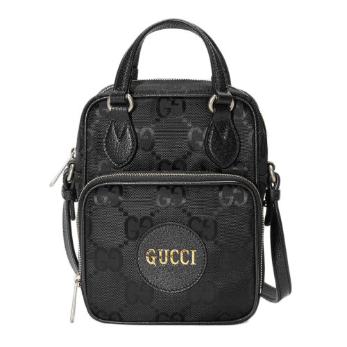 GUCCI/古馳 20 Off the Grid系列 黑色再生材質(zhì)雙G花紋尼龍單肩包 625850H9HAN1000