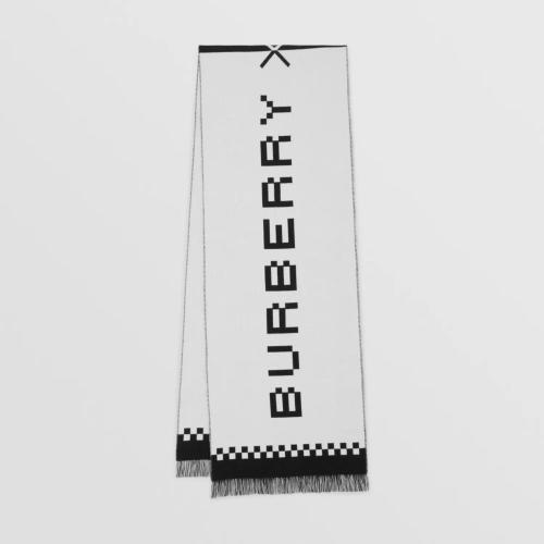  BURBERRY 22年秋冬 女士 徽標提花羊毛圍巾 80647821