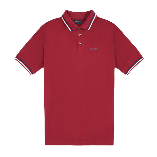 Emporio Armani 男士 酒紅色 字母短袖POLO衫 6H1FC4-1JRNZ-0362