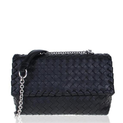 Bottega Veneta/葆蝶家 Olympia系列女士純色編織羊皮磁扣開合翻蓋包單肩包斜挎包鏈條包女包 405739-VO0BG 多色可選