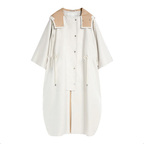 MaxMara/麥絲瑪拉 22年早春新款 EMMA系列 女士米色純棉寬松防水斗篷風衣夾克9021012706002
