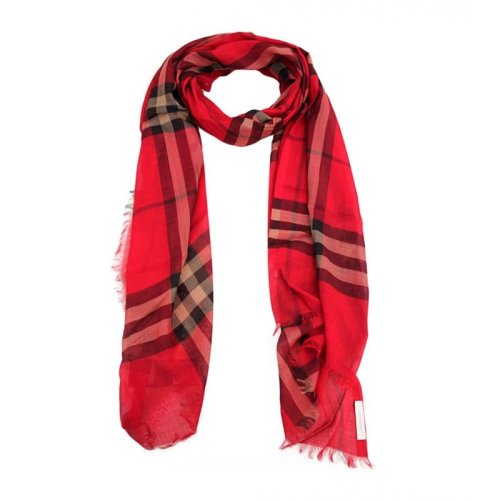 BURBERRY/博柏利 男女通用 中性酒紅色混合材質格紋時尚經典圍巾圍脖 3843641