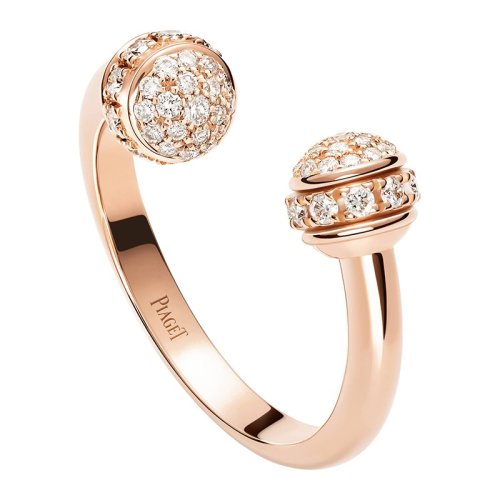 PIAGET/伯爵 經典POSSESSION時來運轉系列 18K金玫瑰金滿鉆開口戒指  G34P4F00