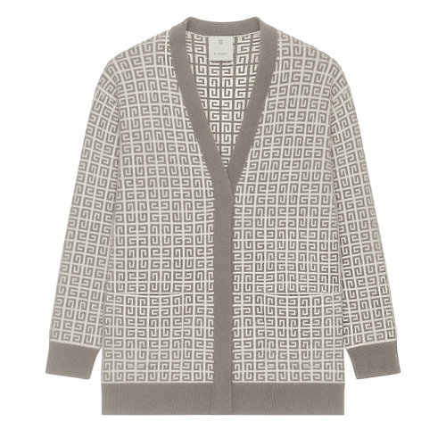 Givenchy/紀(jì)梵希 22年春夏新款 女士米色4G LOGO圖案山羊絨長款開衫BW90D64ZAA-190