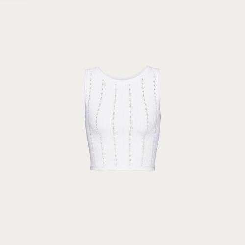  VALENTINO華倫天奴 22年秋冬 女士 背心 TOP EN MéLANGE VISCOSE ET COTON EXTENSIBLE XB0KM0