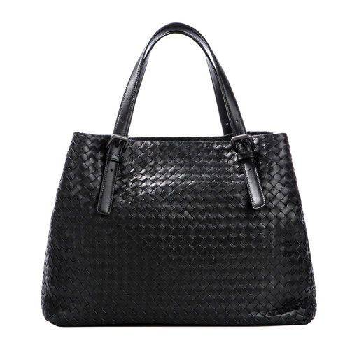 Bottega Veneta/葆蝶家 寶緹嘉 女士 黑色羊皮編織手提包單肩包 272154V00168175 272154V0016
