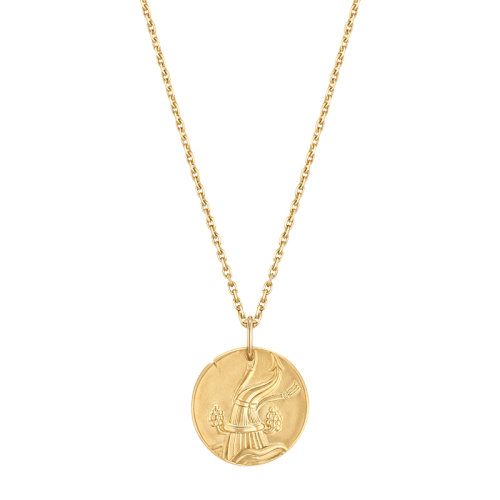 Van Cleef & Arpels/梵克雅寶 新款Zodiaque十二星座系列 18K金黃金Aquarii水瓶座徽章圓形吊墜VCARP7SU00