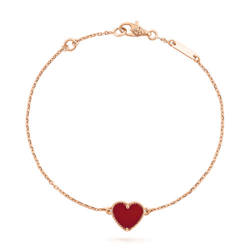 Van Cleef & Arpels/梵克雅寶  18K金玫瑰金鑲紅玉髓桃心手鏈 VCARN59L00
