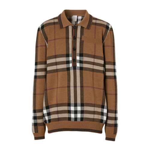 BURBERRY 博柏利 男裝 服飾 格紋翻領(lǐng)羊毛經(jīng)典格紋時(shí)尚休閑 男士長(zhǎng)袖Polo