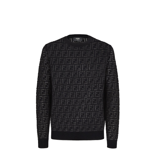 FENDI/芬迪 經典款 男士黑色羊毛尼龍毛衣FZY063AAUQF0QA1