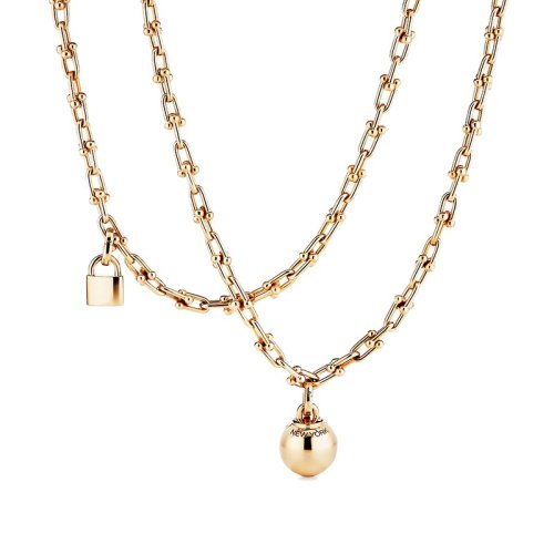 Tiffany & Co./蒂芙尼 Tiffany City HardWear系列 18K 黃金 雙層項(xiàng)鏈 60700923